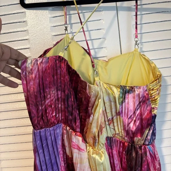 Elegant Pink and Yellow Floral Maxi Dress - Picture 9 of 16